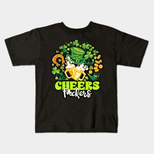 Cheers F ckers St Patrick's Day Funny Men Beer Drinking Mugs Kids T-Shirt